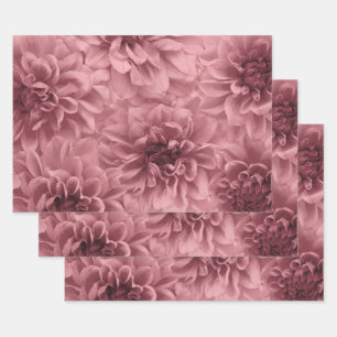 Cluster of Light Mauve Dahlias Floral Wrapping Paper Sheet