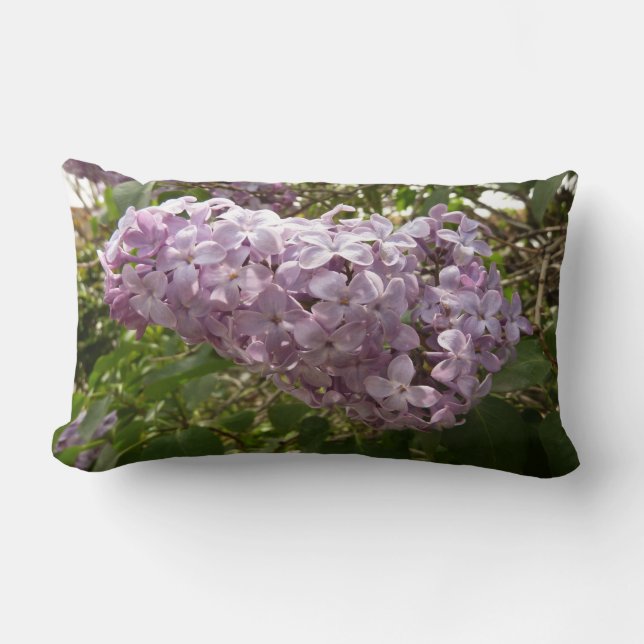 Cluster of Lilac Blossoms Spring Floral Lumbar Pillow (Front)