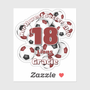 cluster of maroon black soccer balls team colours