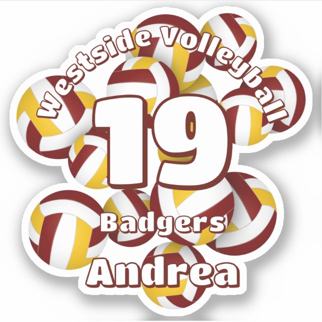 cluster of maroon gold volleyballs w team name (Front)