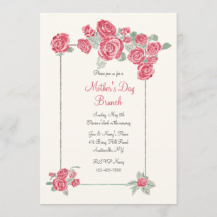 Cluster of Red Roses Invitation