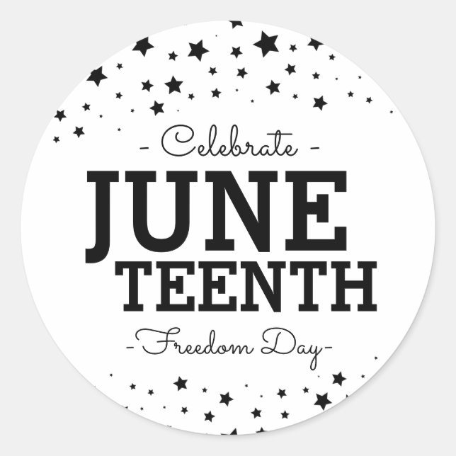Cluster of Stars | Juneteenth Black & White Theme Classic Round Sticker (Front)