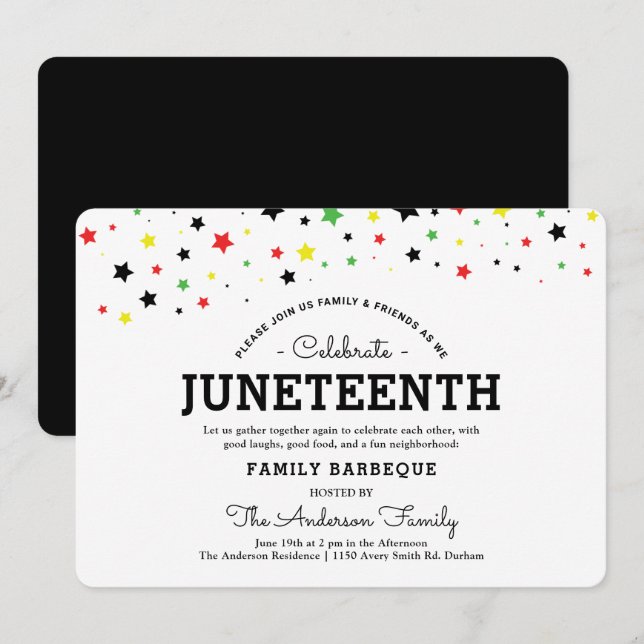 Cluster of Stars | Juneteenth Holiday RBYG Colours Invitation (Front/Back)