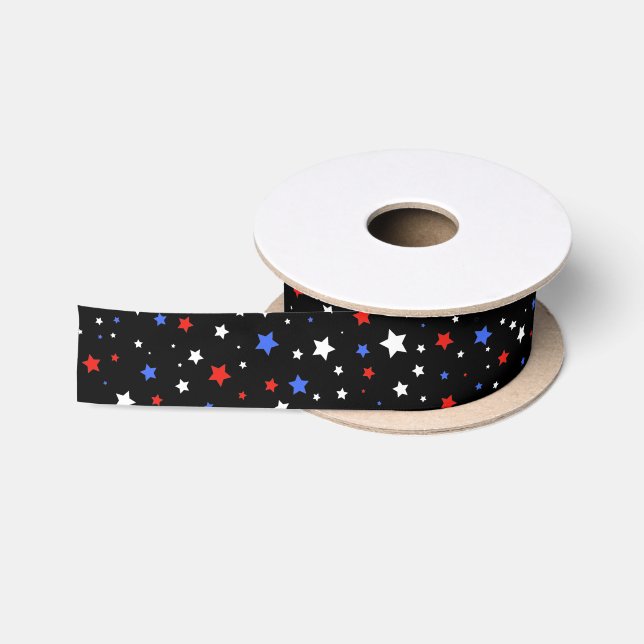 Cluster of Stars | Juneteenth Themed Black Satin Ribbon (Spool)