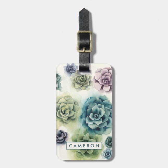 Cluster of Succulents Luggage Tag (Front Vertical)