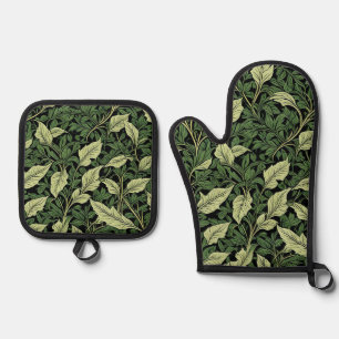Cluster of Vines in Shades of Green Oven Mitt & Pot Holder Set