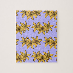 Cluster Of Yellow Cartoon Lillies Jigsaw Puzzle