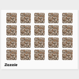 Clustered 3d flowers in a minimalistic style square sticker