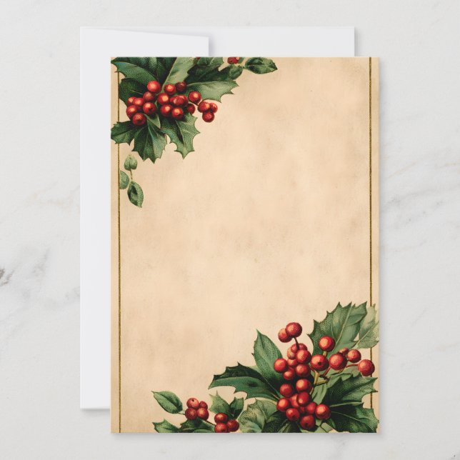 Clustered Holly Accent Top-Left Invitation (Front)
