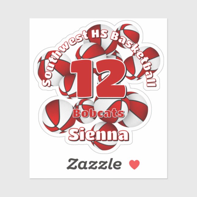 clustered red team colours basketballs kids name (Sheet)