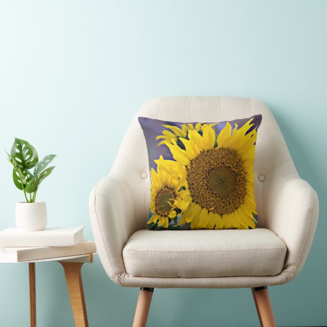 Clustered Sunflowers Close-Up Photograph Throw Pillow (Chair)