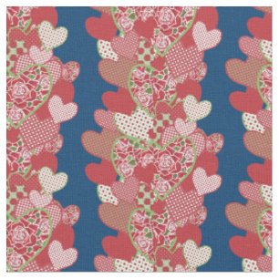 Clusters de Coeurs et Roses Rouges tissu personnal