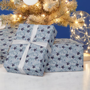 Clusters Of Black Currant, Pale Leaves On Grey Wrapping Paper