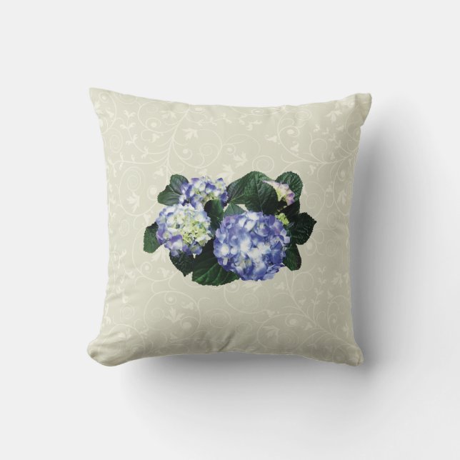 Clusters of Purple Hydrangea Throw Pillow (Front)