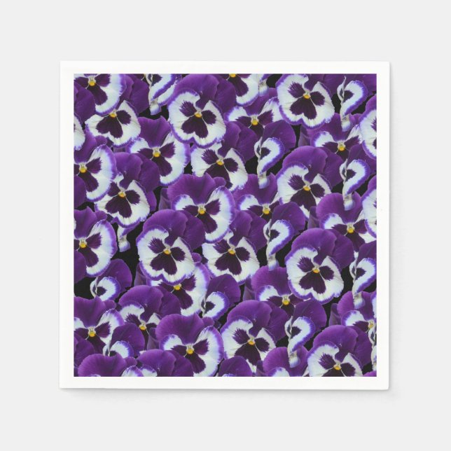 Clusters of Purple White Pansies: Harmonious Grace Napkin (Front)