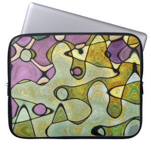 Clusters purple green circles swirls connect laptop sleeve