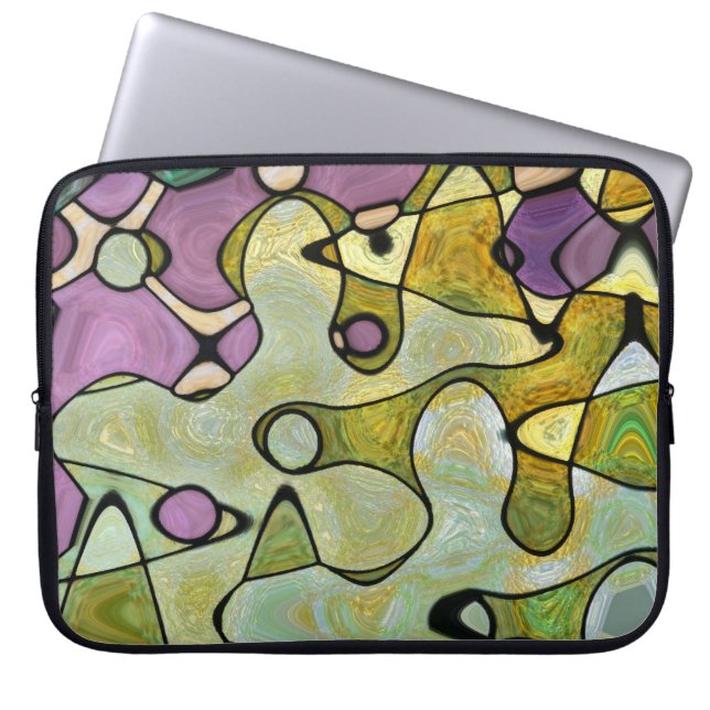 Clusters purple green circles swirls connect laptop sleeve (Front)