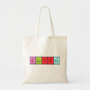 Clutter periodic table word tote bag