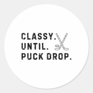 Cly Until Puck Drop Hockey Season Game Day Classic Round Sticker