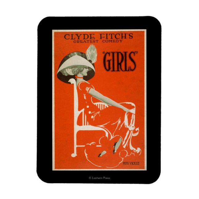 Clyde Fitch's Greatest Comedy, "Girls" Theatre 2 Magnet (Vertical)