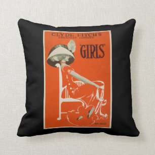 Clyde Fitch's Greatest Comedy, "Girls" Theatre 2 Throw Pillow