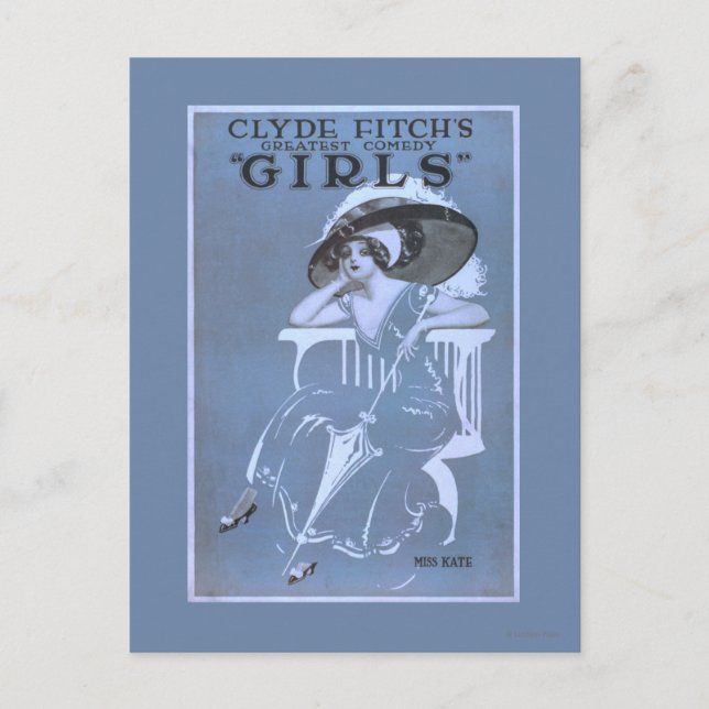 Clyde Fitch's Greatest Comedy, "Girls" Theatre Postcard (Front)