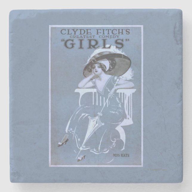 Clyde Fitch's Greatest Comedy, "Girls" Theatre Stone Coaster (Front)