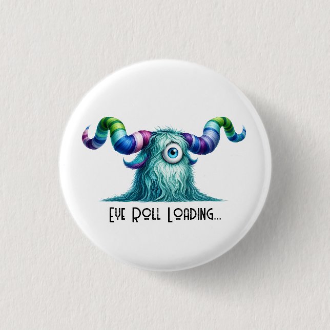 Clyde - One-Eyed Curious Monster 1 Inch Round Button (Front)