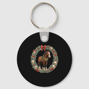 Clydesdale Christmas Horses & A X-mas Wreath Keychain
