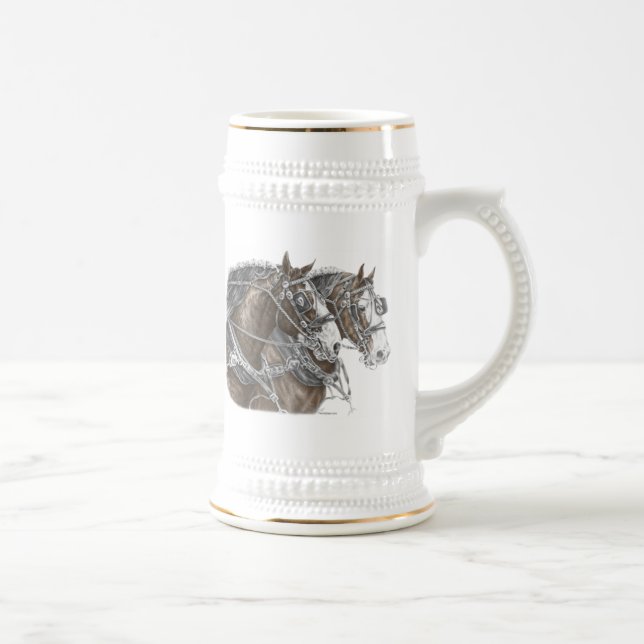 Clydesdale Draught Horse Team Beer Stein (Right)