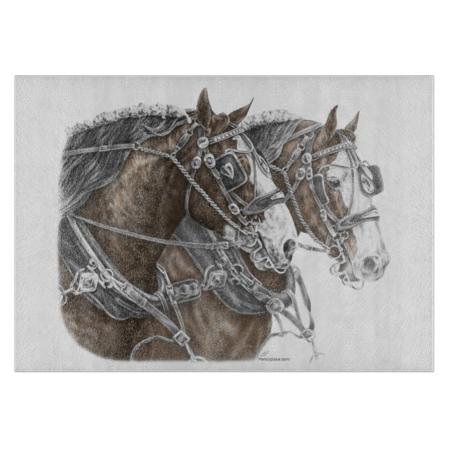 Clydesdale Draught Horse Team Cutting Board (Front)