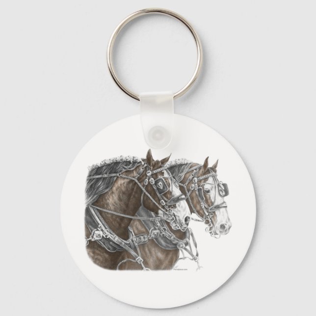 Clydesdale Draught   Horse Team Keychain (Front)
