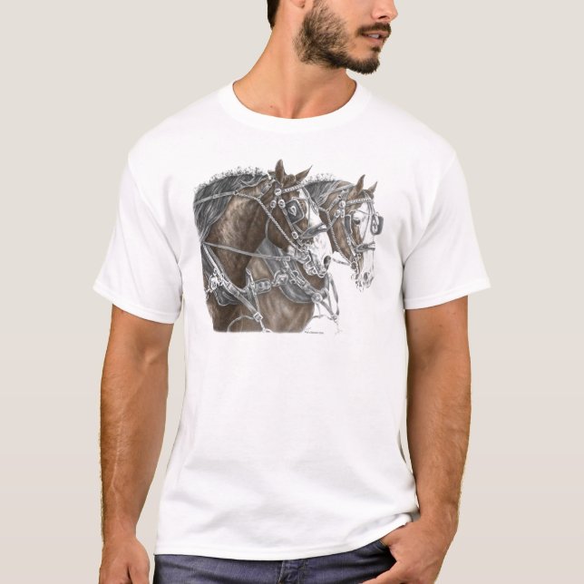 Clydesdale Draught Horse Team T-Shirt (Front)