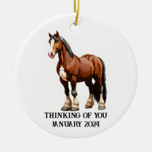 Clydesdale horse ceramic ornament