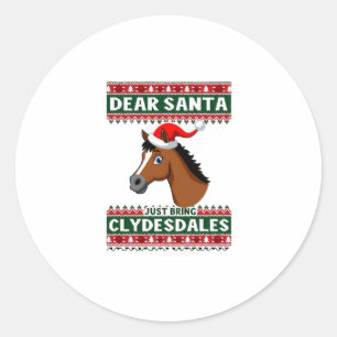 Clydesdale Horse Christmas Ugly Xmas Sweater Eques Classic Round Sticker
