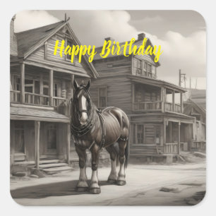 Clydesdale horse in ghost town square sticker