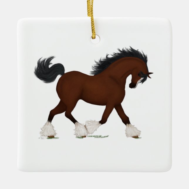 Clydesdale Horse Personalized Equestrian Christmas Ceramic Ornament (Front)