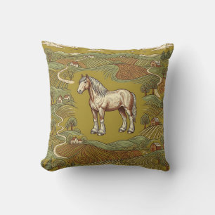 Clydesdale Horse Throw Pillow