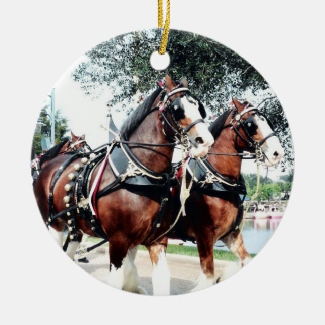 Clydesdale Horses Ceramic Ornament (Front)