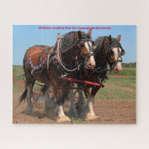 Clydesdale Plowing Horses. Jigsaw Puzzle
