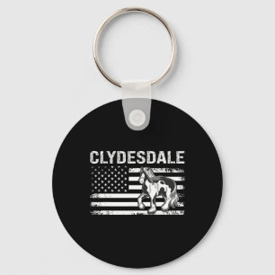 Clydesdale Usa Flag Equestrian Horse Breed Women M Keychain