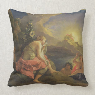 Clytie Transformed into a Sunflower, 1688 (oil on Throw Pillow