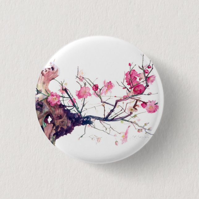 CMCarlson  Cherry Blossom Bonsai 1 Inch Round Button (Front)