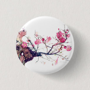CMCarlson  Cherry Blossom Bonsai 1 Inch Round Button