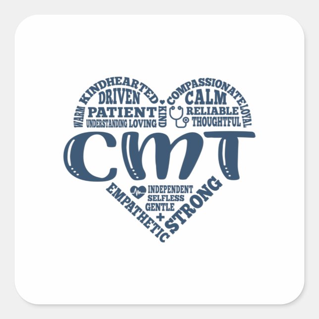 CMT Certified Medical Technician Square Sticker (Front)