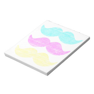 CMY Colour Moustache Print Pattern Notepad