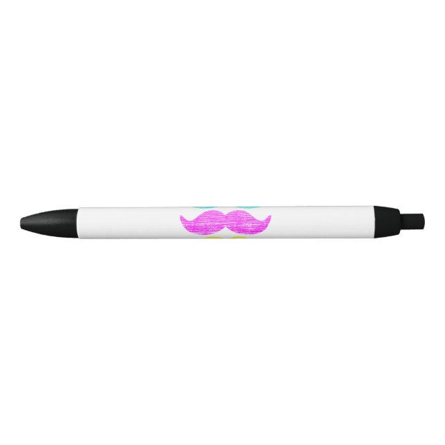 CMY Colourful Moustache Pattern Graphic Black Ink Pen (Front)