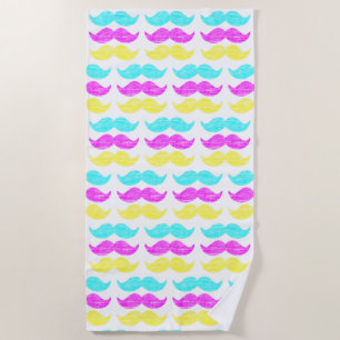 CMY Moustaches Beach Towel