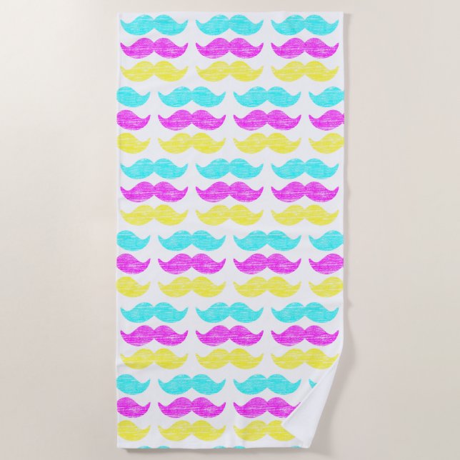 CMY Moustaches Beach Towel (Front)