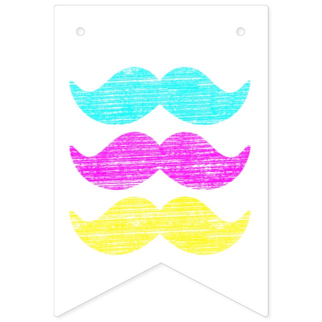 CMY Moustaches Bunting Flags (Second Flag)